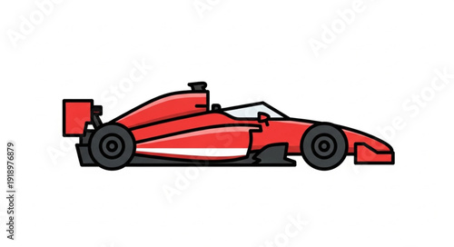 Red Formula Racing Car Illustration.