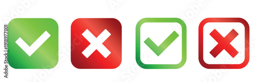 Green Checkmark and Red Cross Icons for Approval and Rejection