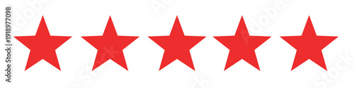 Five Red Stars Perfect Rating Icon