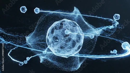 Floating Polygons and Particles — Physics Visualization with Glowing Trails Seamless 4K Loop