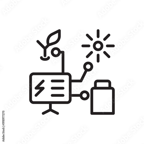 Micro-grid controller icon. Localized power management, representing DER integration hardware, smart grid automation systems, renewable energy orchestration, and industrial electrical engineering.