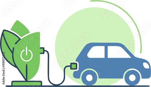 Modern electric car charging at an eco-friendly station, illustrating sustainable energy solutions for future transportation and environmental conservation