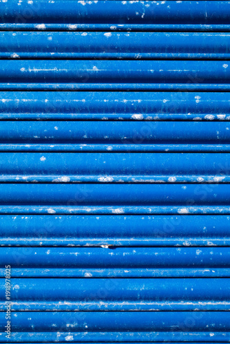 Blue texture corrugated shutter abstract background 