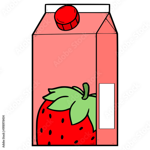 strawberry juice box ready to drink illustration hand drawn isolated vector