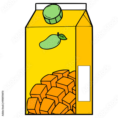 mango juice box ready to drink illustration hand drawn isolated vector