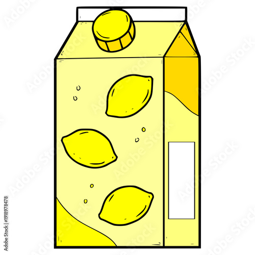 lemon juice box ready to drink illustration hand drawn isolated vector