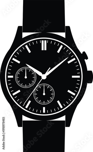 Wristwatch Chronograph Timepiece Silhouette Vector