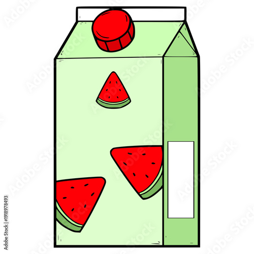 watermelon juice box ready to drink illustration hand drawn isolated vector