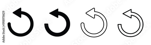 Collection of undo redo arrows simple icons set in black and white outline and filled styles
