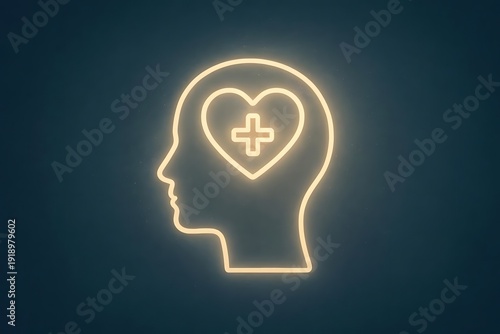 mental health care digital concept, gentle light glow