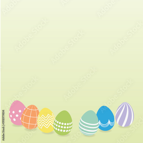 春のパステルイースターエッグ正方形背景デザイン｜SNS投稿向け余白付き復活祭素材｜イースター, 卵, 春, 正方形, 背景