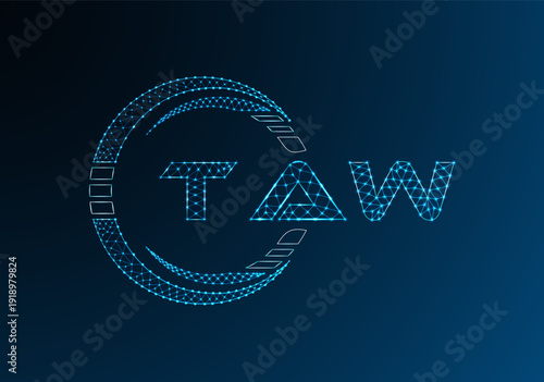 TAW low poly letter logo vector design. TAW lower poly logo design. Low poly logo.