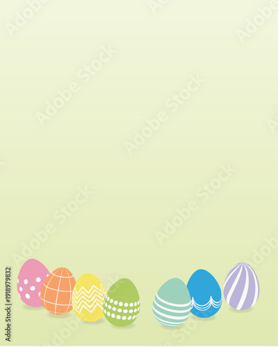 春のパステルイースターエッグ縦長ポスターデザイン｜余白付き復活祭バナー背景素材｜イースター, 卵, 春, 縦長, ポスター