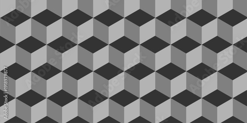 Abstract square gradient black cubic square shape backdrop texture. cube geometric wall and floor.  vector diamond hexagon triangle wallpaper background.