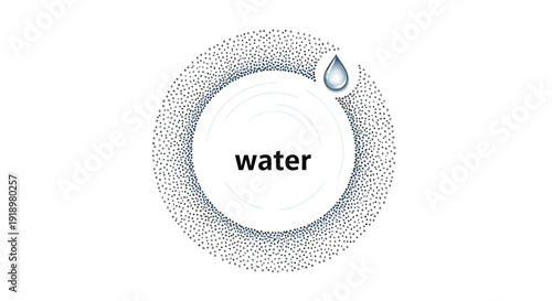 Water droplet icon on a circular halftone background, isolated on transparent background