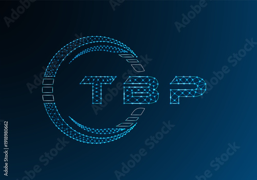 TBP low poly letter logo vector design. TBP lower poly logo design. Low poly logo.