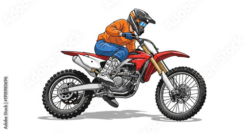 Rider on Red Dirt Bike.