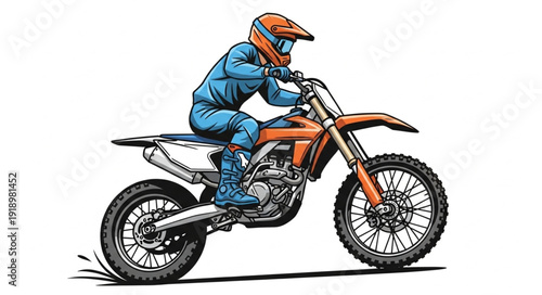 Rider on Dirt Bike Racing.