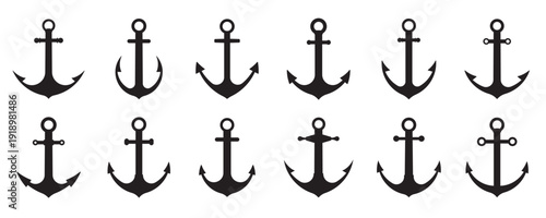 anchor logo and symbol template vector icons