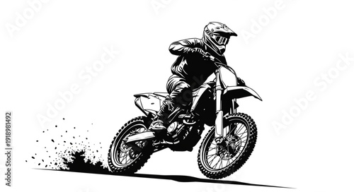 Rider on Dirt Bike Racing.