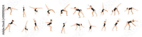 gymnastique poses illustration set