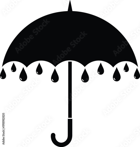 Umbrella with raindrops weather symbol vector