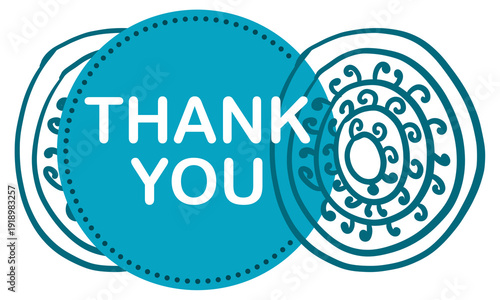 Thank You Turquoise Badge Abstract Element Circular Horizontal Text