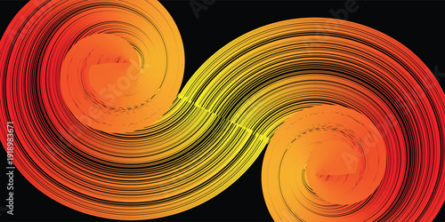Art Acrylic smear brushstroke yellow circle blot on black. Abstract texture yellow color stain painting  background.