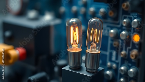 workaround. Industrial fuse tube glowing on a circuit board with electrical components. symbolizing technological progress and responsible innovation.