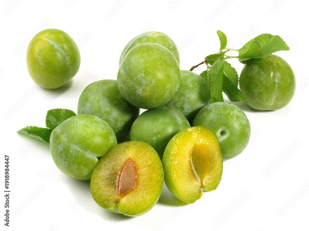 Obraz premium Greengage Fruit on white Background