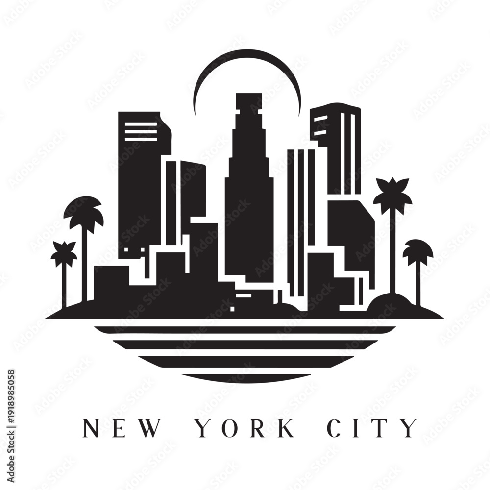 Fototapeta premium New York City Skyline Silhouette Icon