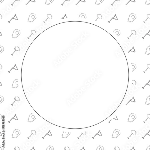 hand drawn map pins location circle frame background