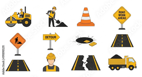 Road Construction Signs and Equipment Clipart.