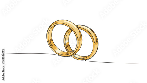 One line art jewellery couple wedding ring eps 10