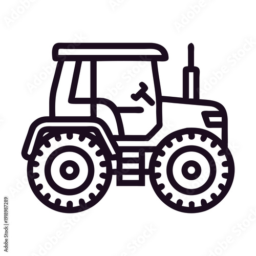 A detailed illustration of a tractor with a driver in the cabin.

