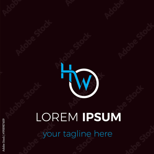 Inspirational logo design of HW letter icon, with one isolated or circled W letter, simple and nice logo.