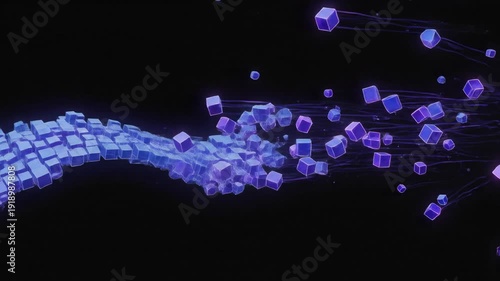 Wallpaper Mural Abstract Flowing Cubes Wave Animation on Black Background Torontodigital.ca