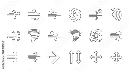ImageFX Auto generated illustration of various weather and direction icons in gray scale, via RJ ImageFX, eps file format, imagefx_61x0ts