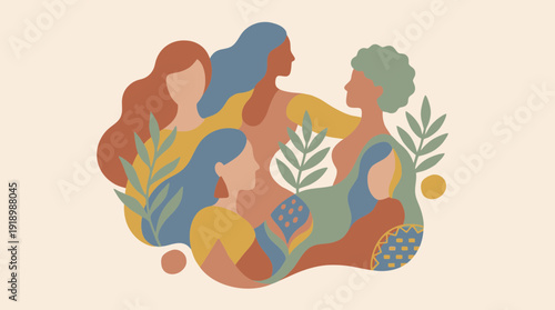 Diverse group of people connecting in a natural setting with plants