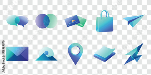 Vibrant Gradient Business and Communication Icons Set Modern UI UX Web Design Vector Collection