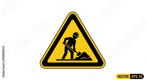 Road Work Warning Sign Icon.