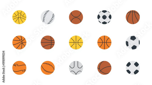 Collection of vibrant sports balls for dynamic design projects