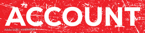 A red rectangular stamp with the word account in white letters