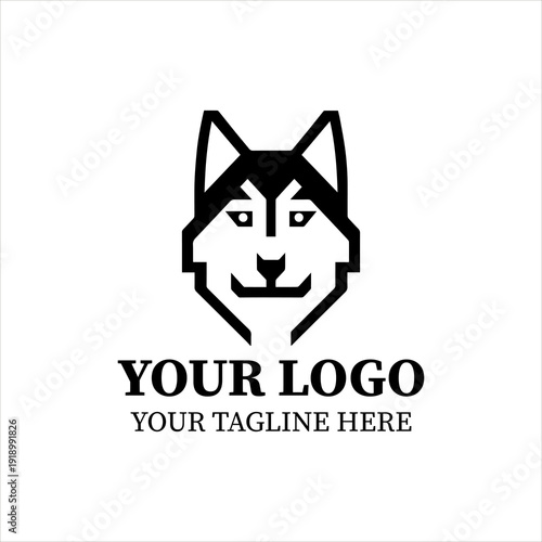 Minimal Wolf Head Logo Vector – Modern Geometric Husky and Wolf Mascot Line Art Emblem Collection