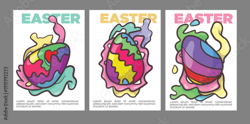 Elegant Abstract Easter Eggs in Blush Pastels. Pastel Abstract Easter Eggs Print Set . print size easter poster in pastel color vector illustration.