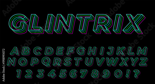 Glintrix Multi Line Font - Futuristic Neon Outline Tech Alphabet