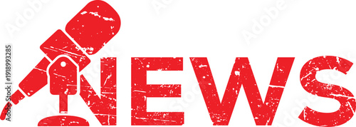 Red news logo with microphone icon on white background