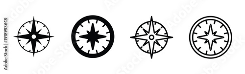 Compass navigation tool, direction finder, travel and exploration symbol, wind rose