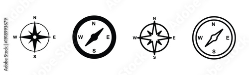 Compass rose icons for navigation and direction