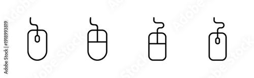 Computer mouse icons different shapes and styles